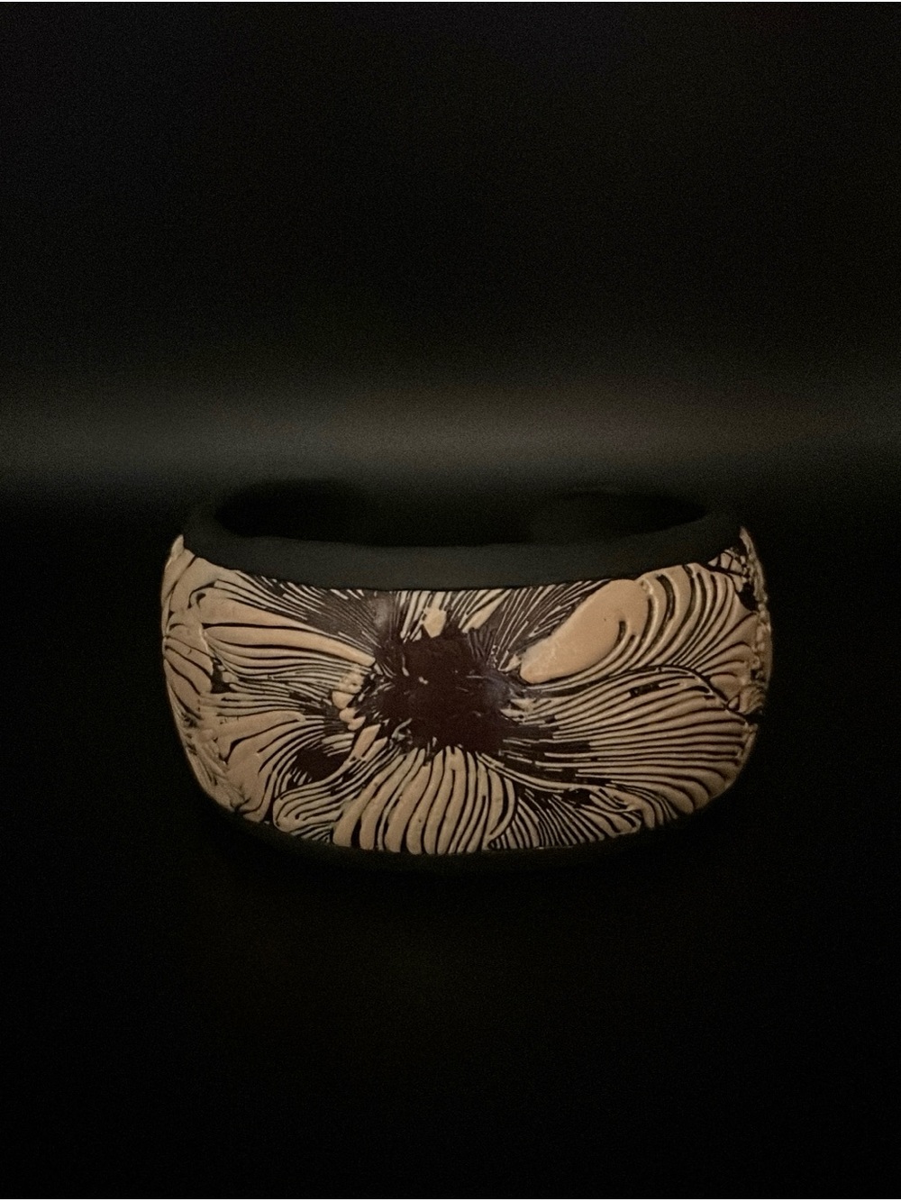 Chocolate Brown and Cream Floral Bangle Bracelet